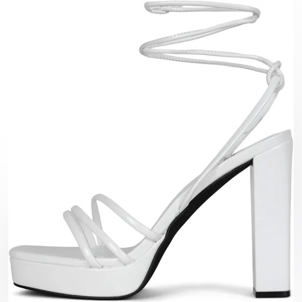JEFFREY CAMPBELL | Presecco White Crinkle Vegan Patent Leather Platform Heel